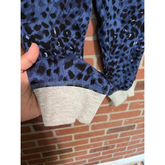Aerie Blue Leopard Print Jogger Pajama Pants - L - Picture 5 of 7